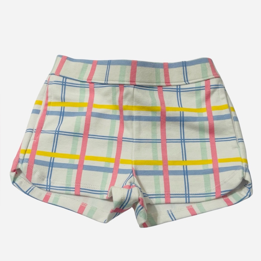 Janie and Jack White with Pastel Striped Plaid Shorts Size 3 - 6 Months